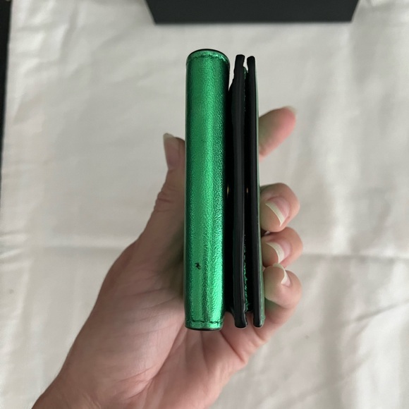 Saint Laurent Iridescent Green Trifold Wallet - Picture 12 of 16